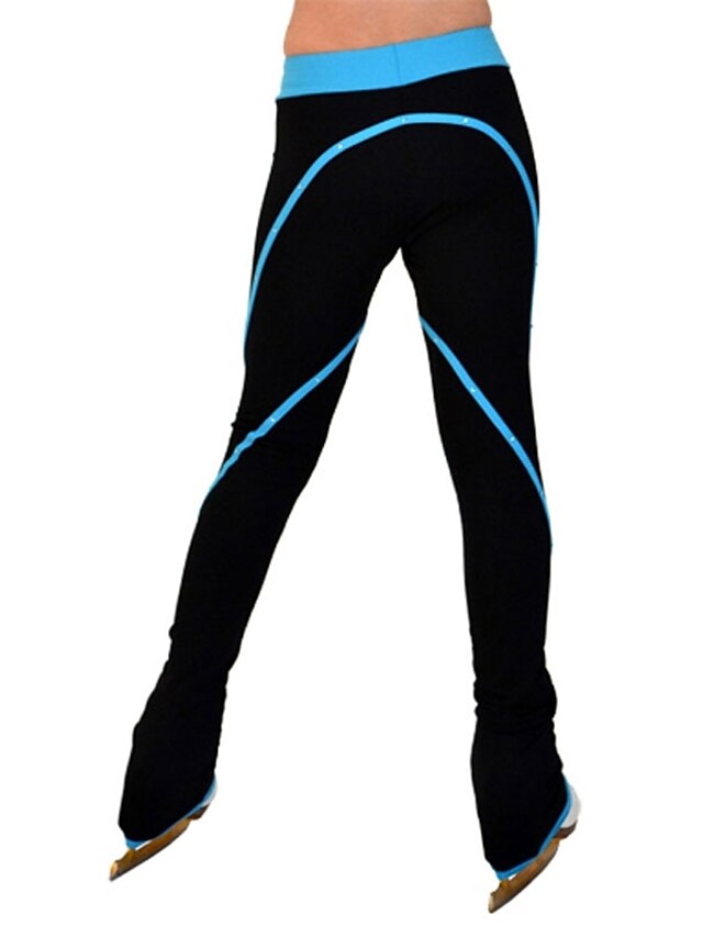  Figure Skating Pants Women's Girls' Ice Skating Pants / Trousers Blue Spandex Stretchy Training Competition Skating Wear Solid Colored Ice Skating Figure Skating