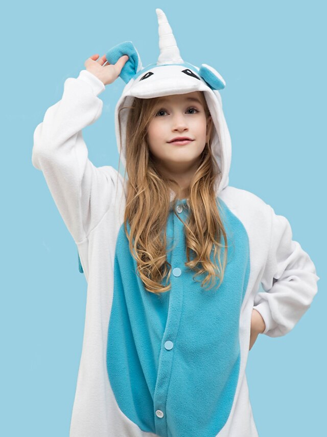 Toys & Hobbies Cosplay & Costumes | Kids Kigurumi Pajamas Unicorn Flying Horse Animal Onesie Pajamas Polar Fleece White+Blue / W