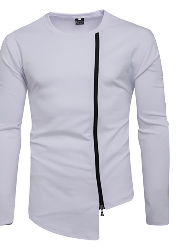  Men's Basic Long Sleeve Sweatshirt - Solid Colored Round Neck White / Winter