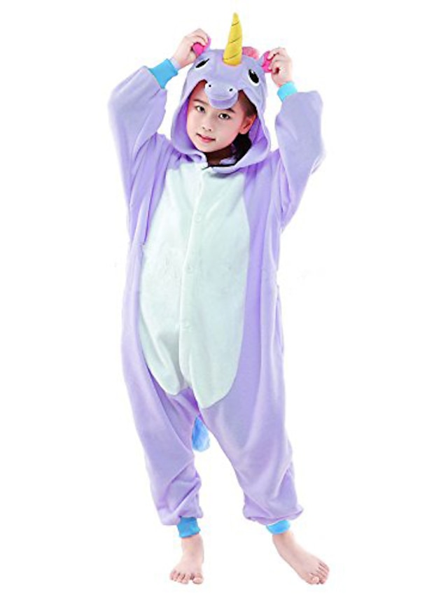 Toys & Hobbies Cosplay & Costumes | Kids Kigurumi Pajamas Unicorn Flying Horse Animal Onesie Pajamas Polar Fleece White+Blue / W