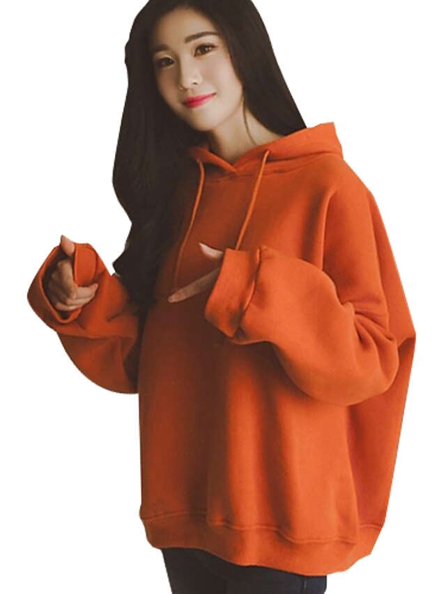  Damen Pullover Hoodie Sweatshirt Grafik Buchstabe Alltag Kapuzenpullover Sweatshirts Baumwolle Blau Orange Hellgrau