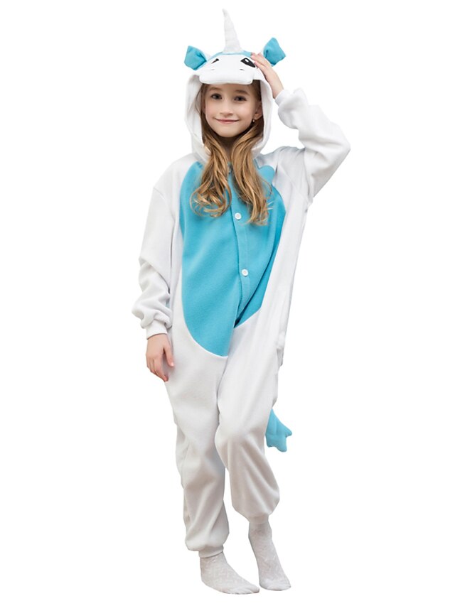 Toys & Hobbies Cosplay & Costumes | Kids Kigurumi Pajamas Unicorn Flying Horse Animal Onesie Pajamas Polar Fleece White+Blue / W