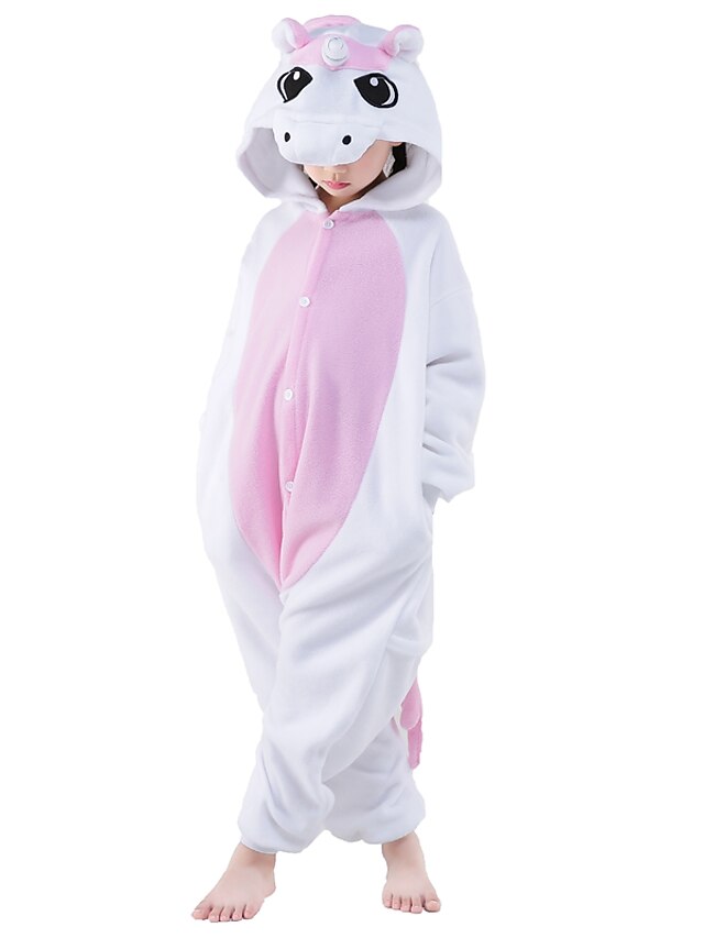 Toys & Hobbies Cosplay & Costumes | Kids Kigurumi Pajamas Unicorn Flying Horse Animal Onesie Pajamas Polar Fleece White+Blue / W