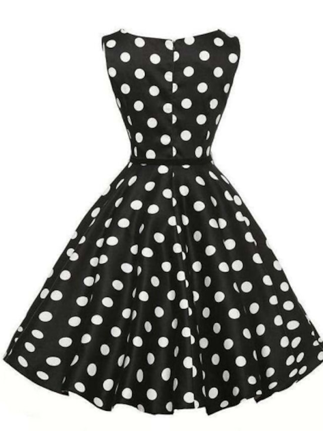  Women's Plus Size Vintage A Line Dress - Polka Dot High Rise Boat Neck