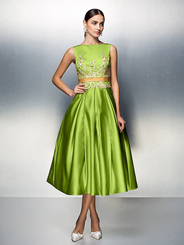 A-Line Cocktail Dresses Party Dress Wedding Guest Prom Tea Length ...