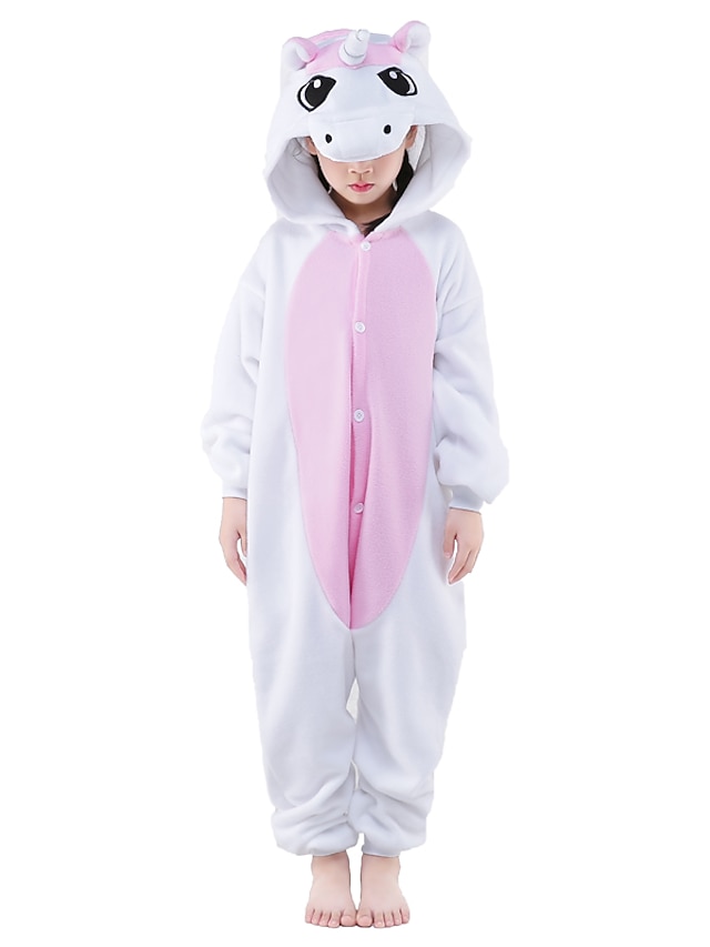 Toys & Hobbies Cosplay & Costumes | Kids Kigurumi Pajamas Unicorn Flying Horse Animal Onesie Pajamas Polar Fleece White+Blue / W