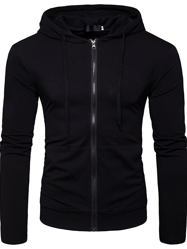  Men's Hoodie Solid Colored Hooded Basic Long Sleeve White Black Light gray Dark Gray S M L XL XXL / Spring