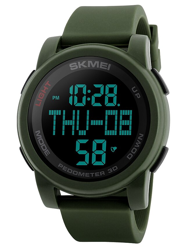  SKMEI Men's Sport Watch Military Watch Digital Watch Japanese Digital 50 m Water Resistant / Water Proof Alarm Chronograph Silicone Band Digital Casual Fashion Black / Green - Black Green One Year