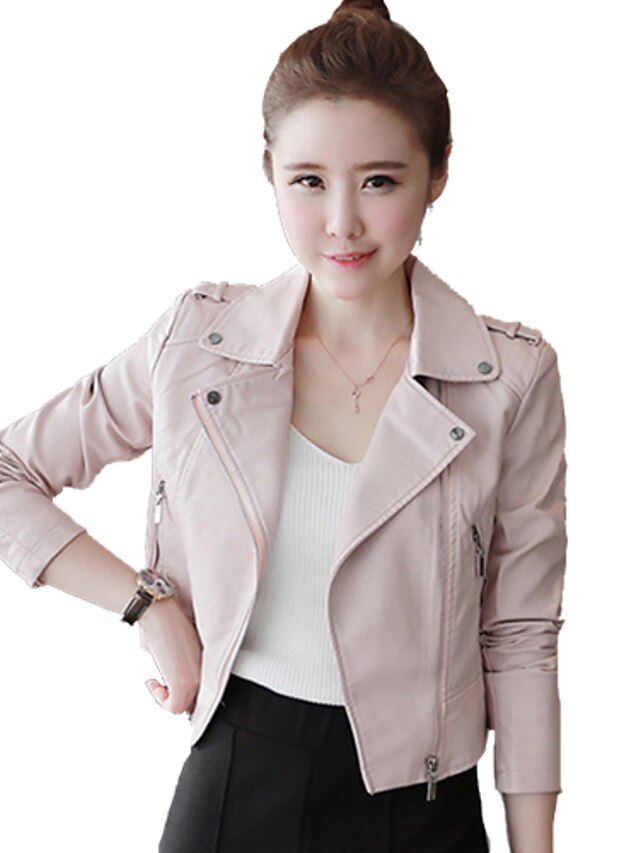  Women's Jacket Daily Coat Punk & Gothic Jacket Solid Colored Pink Black