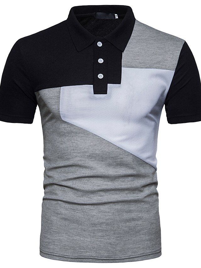  Herr POLO Shirt Golftröja Tennisskjorta Färgblock Krage Tröjkrage Vit Svart Ljusgrå Kortärmad Dagligen Grundläggande Smal Blast Aktiv / Sommar / Sommar