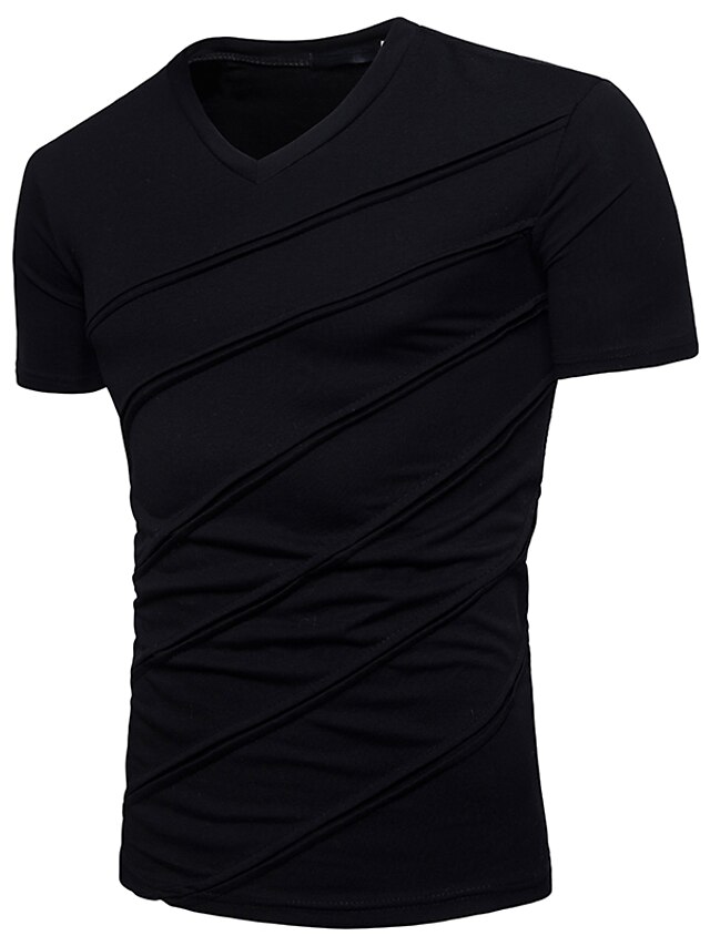 Men's Shirt T shirt Tee Tee Graphic Plain Slim Pleated V Neck Normal ...