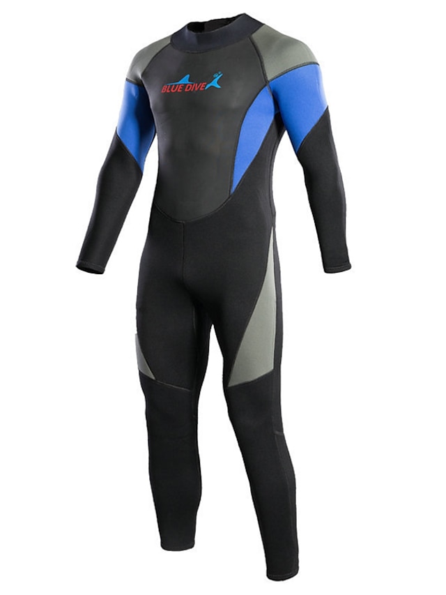  Bluedive Men's Women's Full Wetsuit 3mm SCR Neoprene Diving Suit Thermal Warm UPF50+ Quick Dry High Elasticity Long Sleeve Back Zip - Swimming Diving Surfing Scuba Patchwork Spring Summer Winter