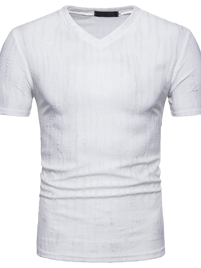  Homens Camiseta Decote V Branco Preto Cáqui Manga Curta Diário Blusas Roupa de rua / Verão / Primavera / Verão