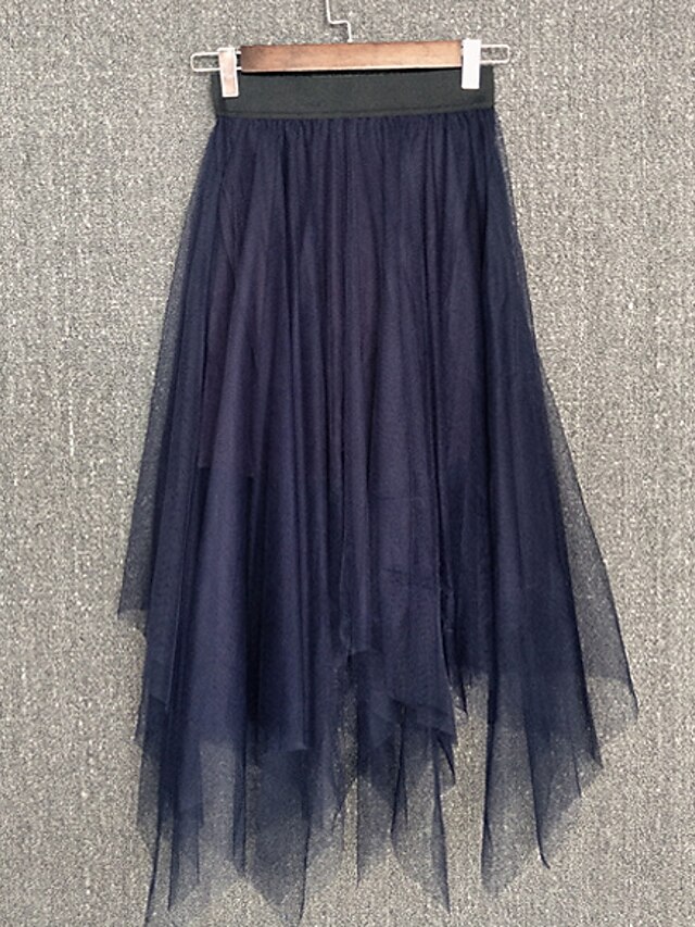  Mujer Tallas Grandes Noche Algodón Asimétrico Corte Sirena Faldas - Encaje, Un Color Alta cintura