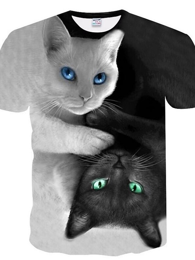  Ανδρικά Καθημερινά T-shirt Γραφική Ζώο Κοντομάνικο Άριστος Στρογγυλή Λαιμόκοψη Μαύρο / Καλοκαίρι