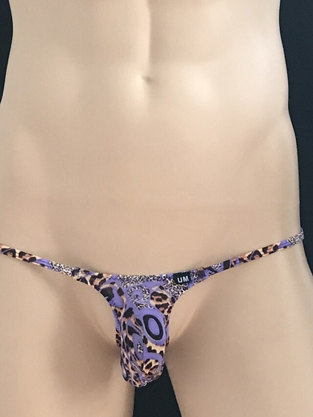  Men's Print Briefs Underwear - Normal, Leopard Purple Orange Green M L XL