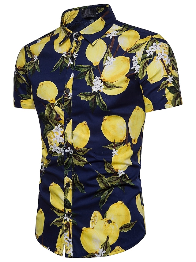  Men's Shirt Floral Spread Collar Beach Print Short Sleeve Tops Boho White Red Navy Blue / Summer / Summer