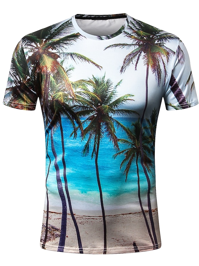  Homens Camiseta Gráfico Cenário Decote Redondo Arco-íris Manga Curta Diário Feriado Imprimir Delgado Blusas Básico / Verão / Verão