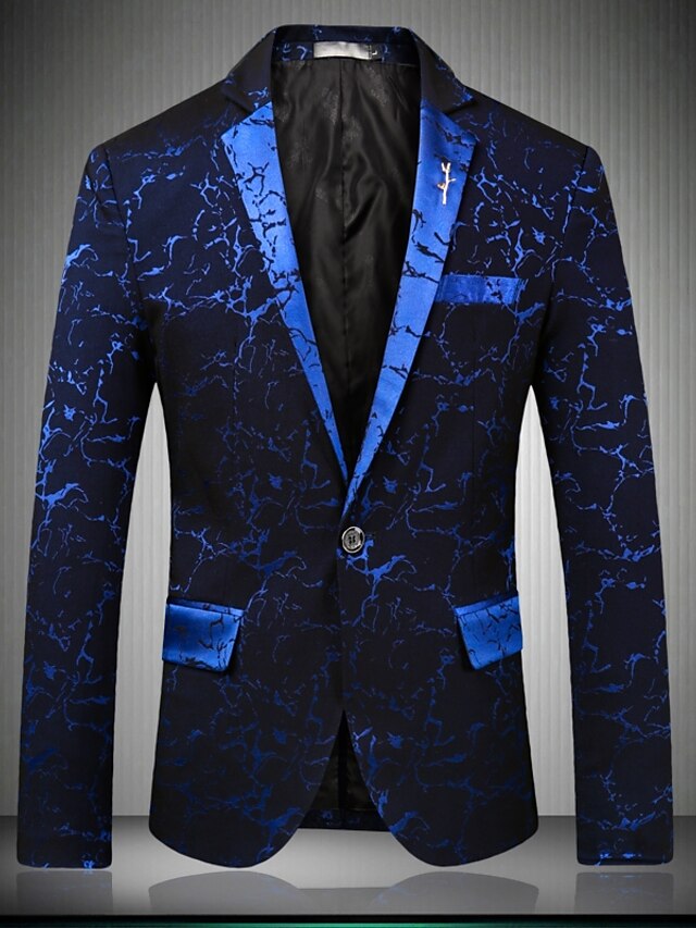  Black / Blue / Wine Regular Fit Cotton / Polyester Men's Suit - Notch lapel collar / Party / Fall / Spring / Long Sleeve / Club
