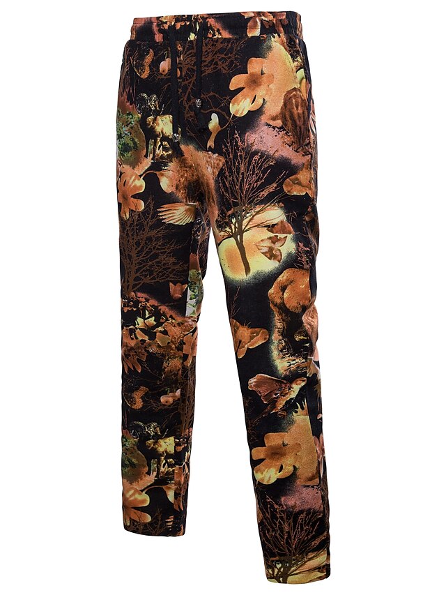  Homens Temática Asiática Boho Chinos Calças - Floral