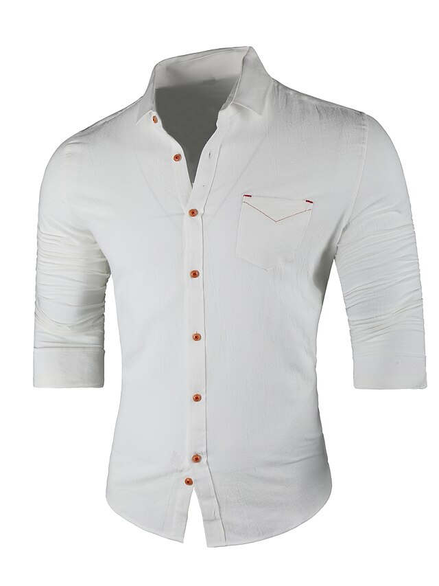 Men's Basic / Chinoiserie Plus Size Cotton / Polyester Shirt - Solid ...