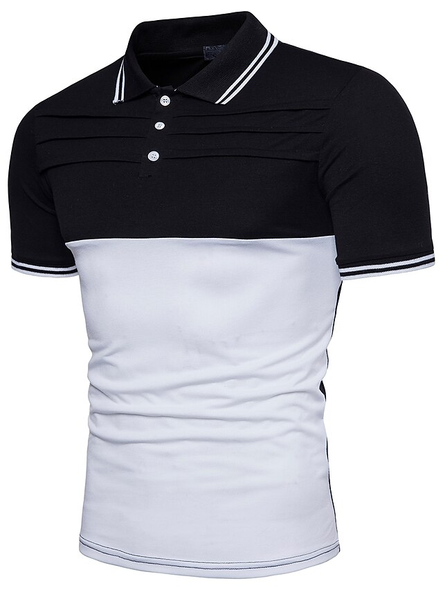  Men's Street chic Cotton Polo - Color Block Shirt Collar / Short Sleeve