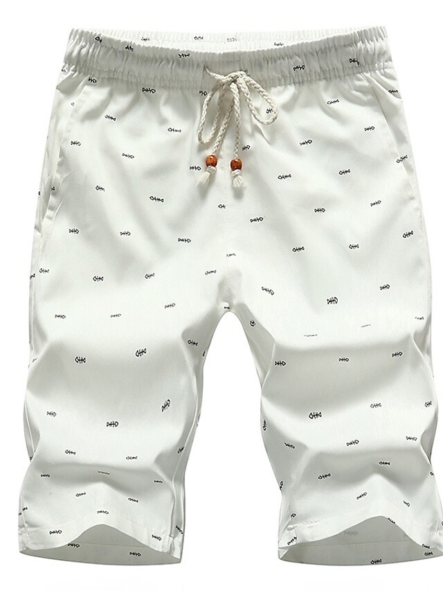 Men's Shorts Basic Print Knee Length Daily Streetwear White Black 2023 ...