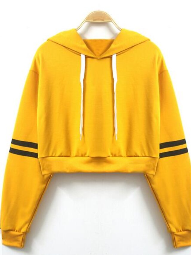  Men's Long Sleeve Hoodie - Solid Colored Hooded Yellow S / Spring