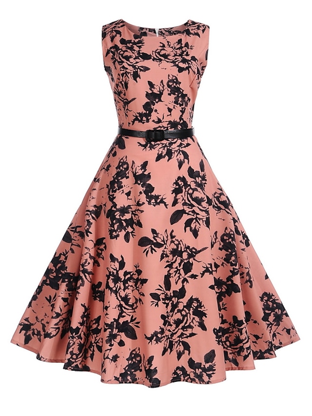 Women's Floral Daily Holiday Vintage A Line Dress - Trees / Leaves ...