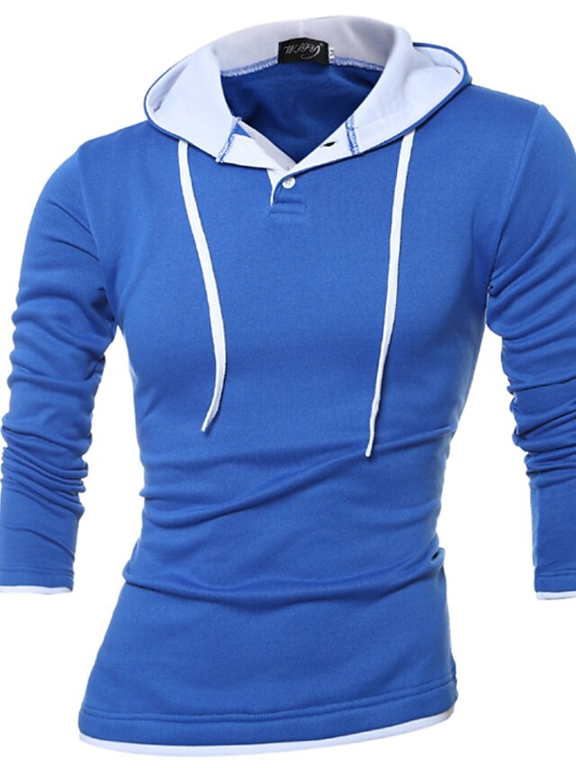  Men's Hoodie Solid Colored Hooded Active / Street chic Sports - Long Sleeve Black Blue Red Royal Blue Light gray Gray M L XL XXL XXXL / Fall / Winter
