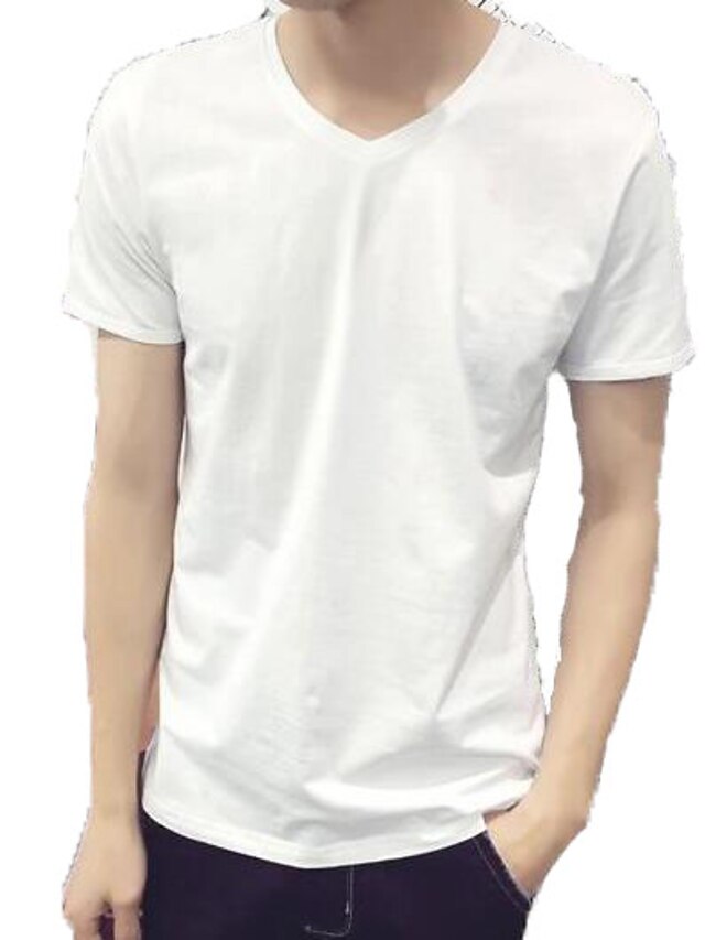  Men's T shirt Tee Solid Colored V Neck White Black Gray Short Sleeve Daily Tops Streetwear