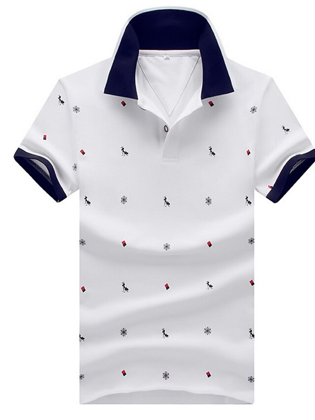  Herr POLO Shirt Golftröja Grafisk Djur Krage Tröjkrage Vit Grå Marinblå Kortärmad Dagligen Mönster Smal Blast Bomull Aktiv / Sommar / Sommar