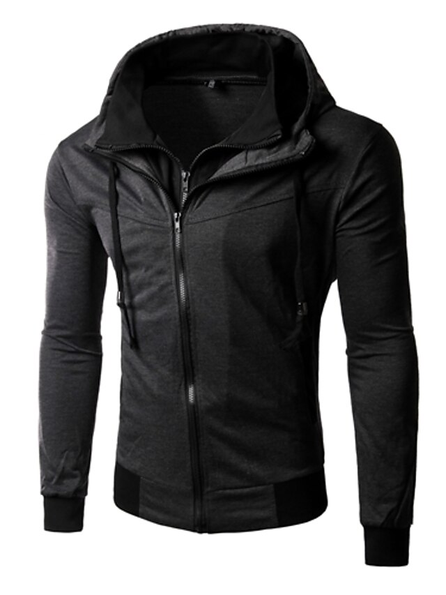 Men's Basic Long Sleeve Slim Hoodie / Hoodie Jacket - Solid Colored ...