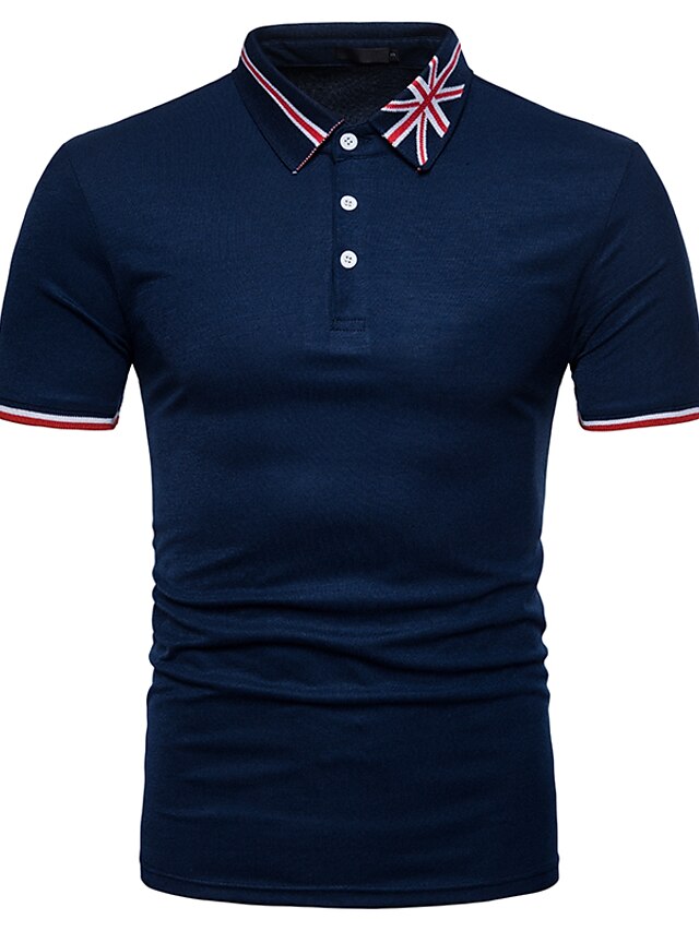 Men's Golf Shirt Tennis Shirt Striped Solid Colored Collar Shirt Collar ...
