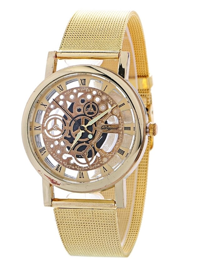  Women's Fashion Watch Skeleton Watch Gold Watch Quartz Ladies Large Dial Analog Gold Silver / One Year