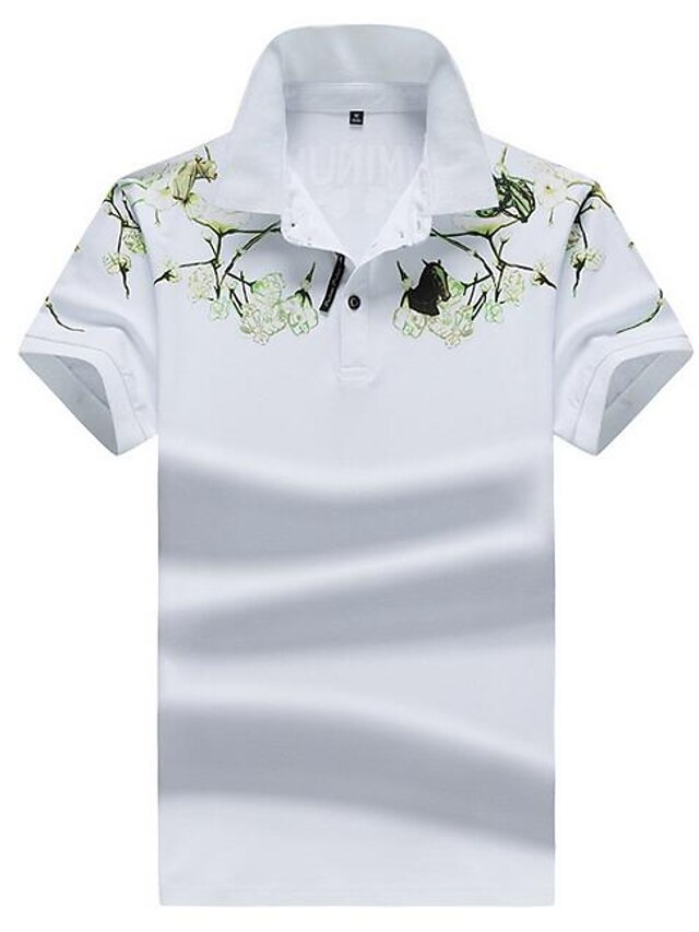Men's Going out Street chic Polo Floral Shirt Collar White / Short Sleeve 2023 US 23.99