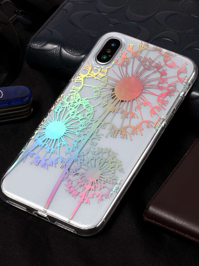  fodral Till Apple iPhone X / iPhone 8 Plus / iPhone 8 IMD / Mönster Skal Maskros / Blomma Mjukt TPU