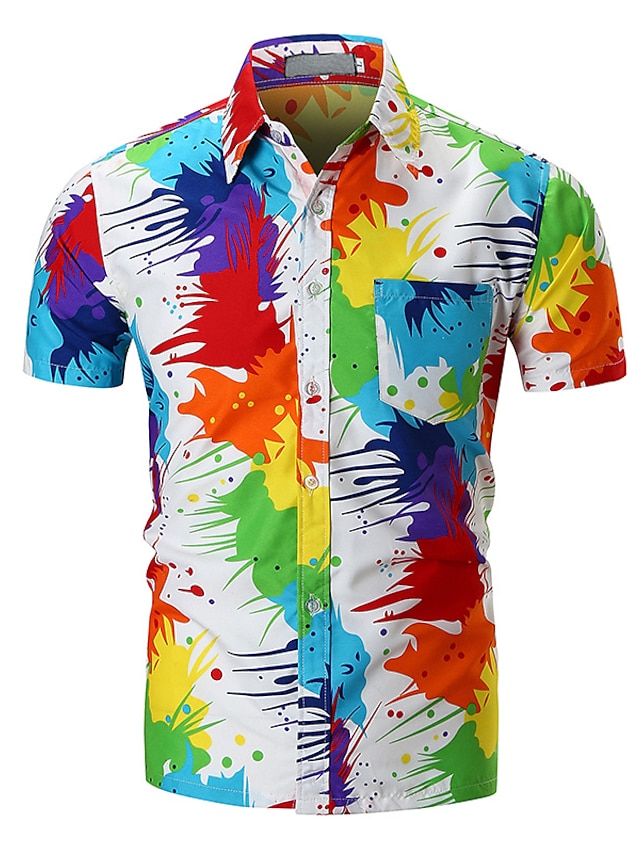 Men's Shirt Rainbow Short Sleeve Daily Tops Basic Rainbow / Sports ...