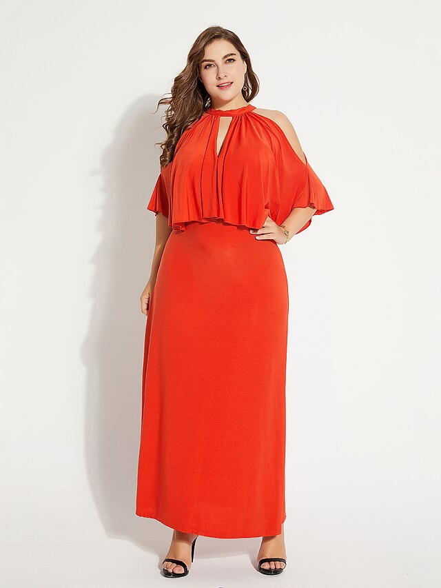 Women's Plus Size Daily Maxi Swing Dress - Solid Colored High Waist ...