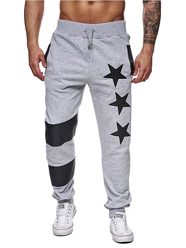  Men‘s Basic Sports Slim wfh Sweatpants Pants - Geometric Summer Black Dark Gray Light gray L XL XXL