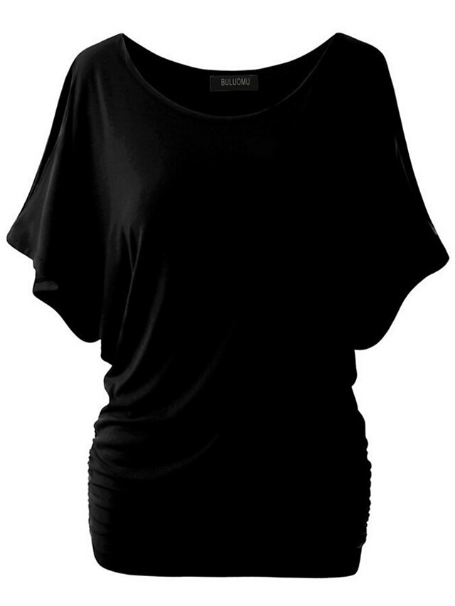  Tee-shirt Femme, Couleur Pleine - Coton Basique / Chic de Rue Mince Vin / Eté