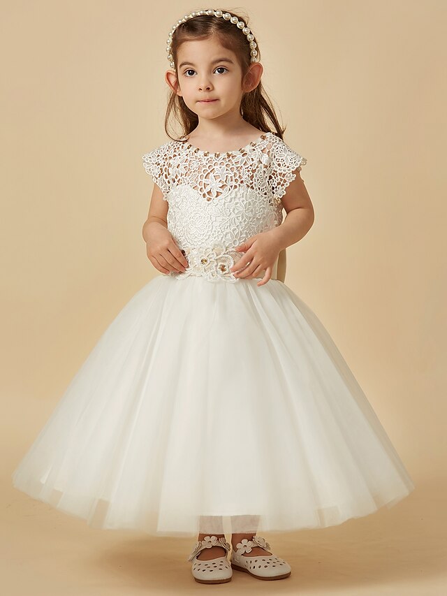  A-Line Knee Length Flower Girl Dress Cute Prom Dress Satin with Sash / Ribbon Fit 3-16 Years