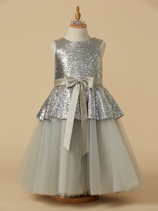  Γραμμή Α Μέχρι το γόνατο Φόρεμα για Κοριτσάκι Λουλουδιών Χαριτωμένο φόρεμα χορού Τούλι με Ζώνη / Κορδέλα Κατάλληλο 3-16 ετών