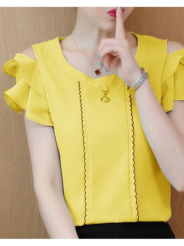  Γυναικεία T-shirt Βασικό Μονόχρωμο Dusty Rose Κίτρινο