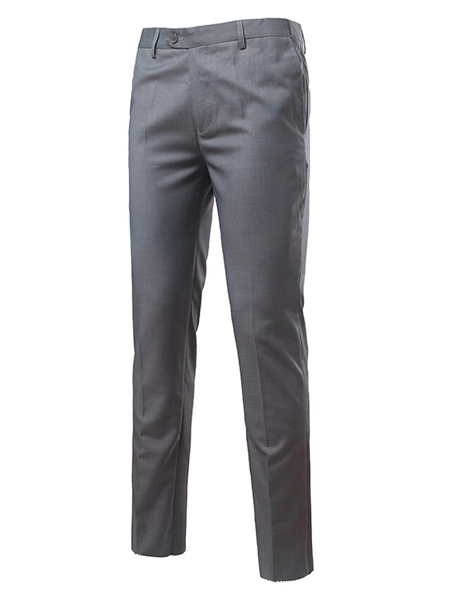  Men's Dress Pants Solid Colored Full Length Pants Daily Work Cotton Slim Black Gray