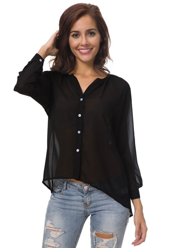  Blusa - Taglie forti Per donna Per uscire Tinta unita A V / Normale