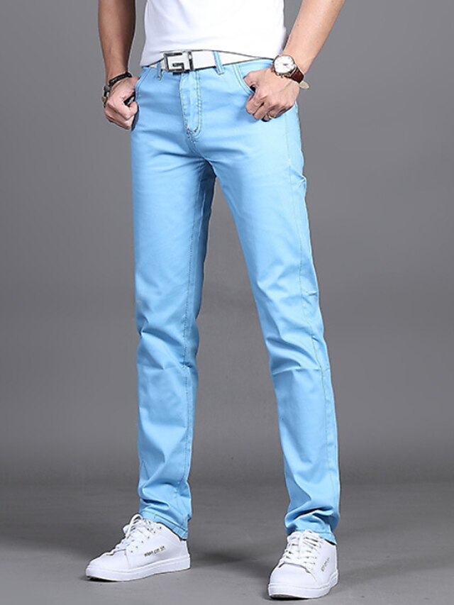 Men's Basic Slim Daily Dress Pants Pants Solid Colored Full Length ...