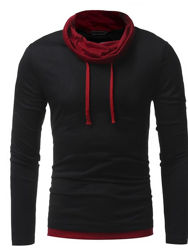  Men's Solid Colored T-shirt Long Sleeve Daily Tops Round Neck Black Blue Red