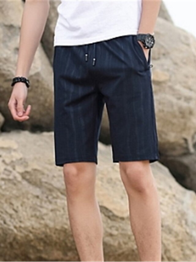  Men's Basic Daily Shorts Pants - Solid Colored Black Blue M / L / XL