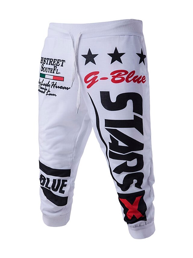  Men's Basic Daily Sweatpants / Shorts Pants - Letter Black White Royal Blue M L XL